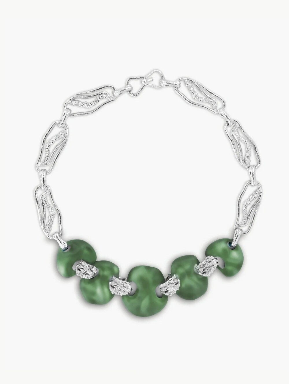 CUSTOM MADE  Brass Plated In Rhodium With Rasin Stones Necklace by JUDE BENHALIM